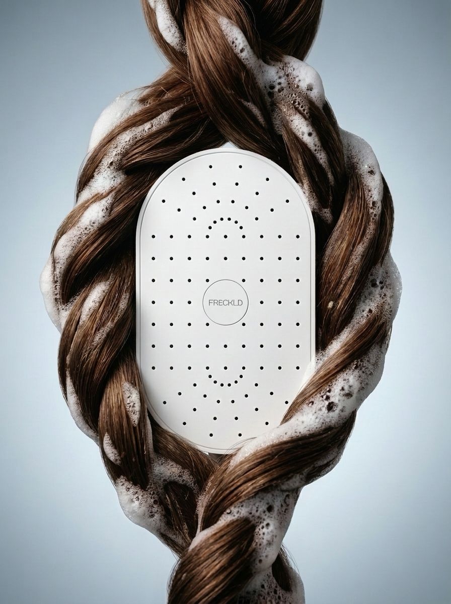 Freckld sitting inside hair